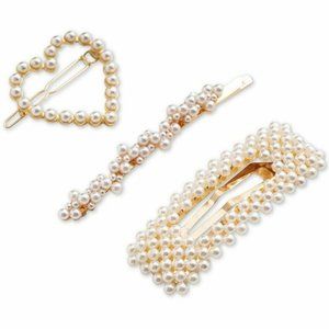 TwelveNYC 3-Pc. Pearl Clip Set White NWT! $22